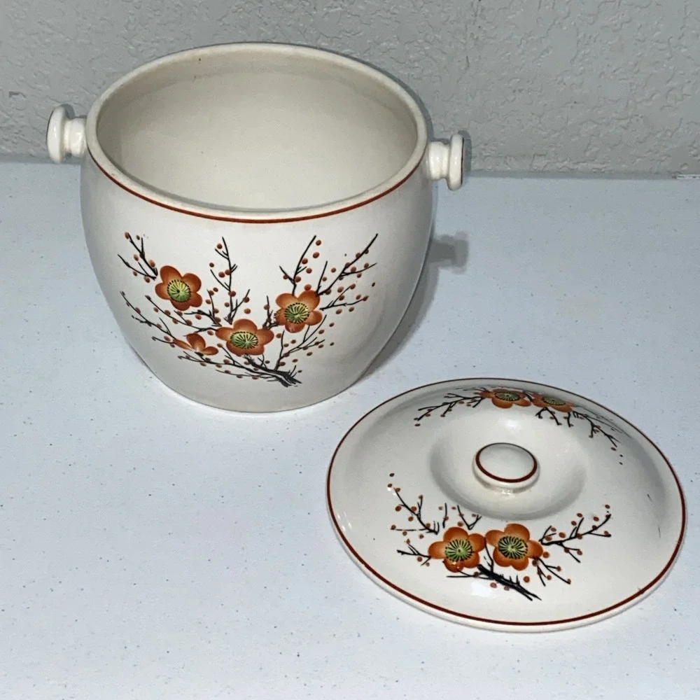 VTG Ice Bucket Large Bowl With Lid  Made in Occupied Japan SGK China 🍊 Blossom